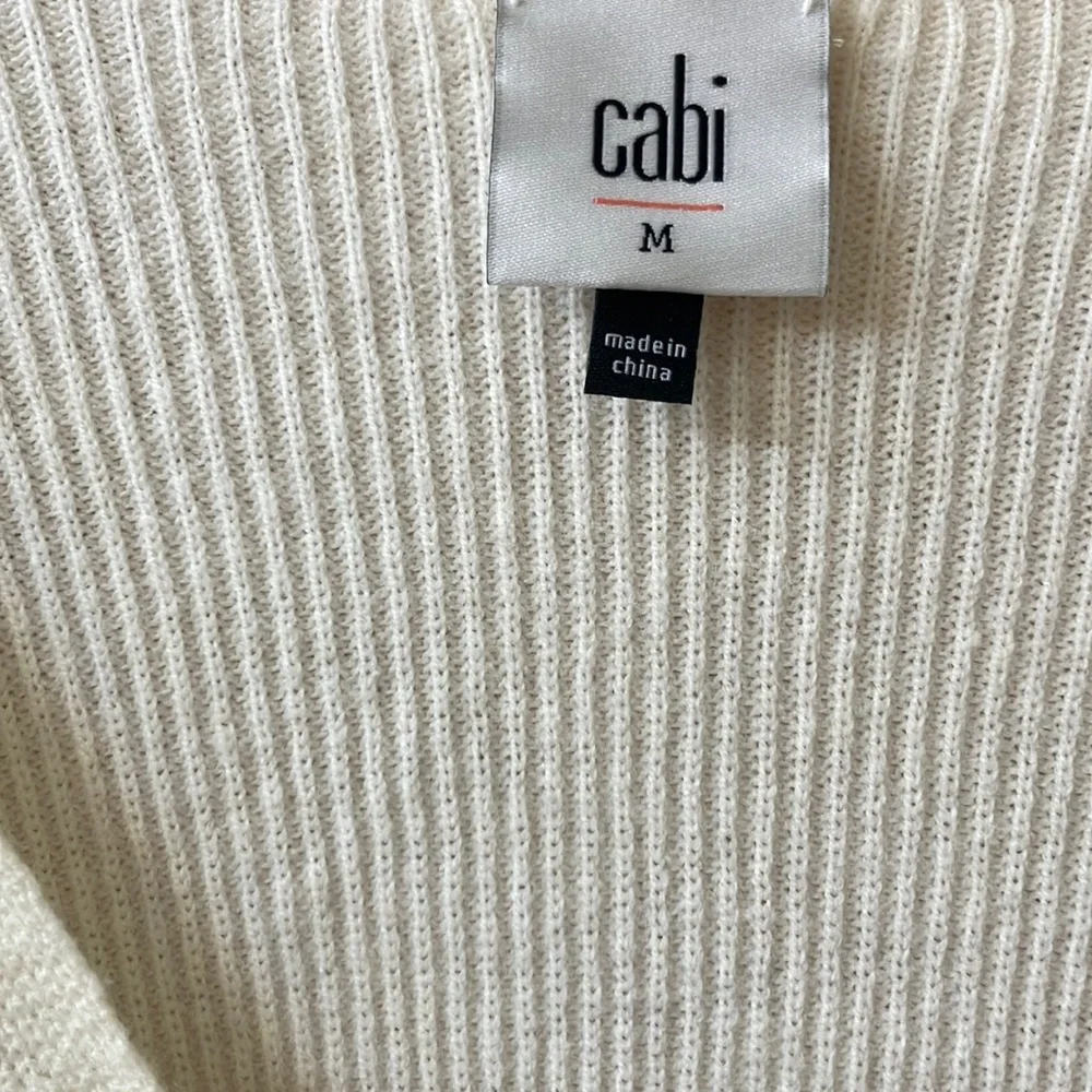 Women's Cream V-Neck Sweater - Picture 2 of 9